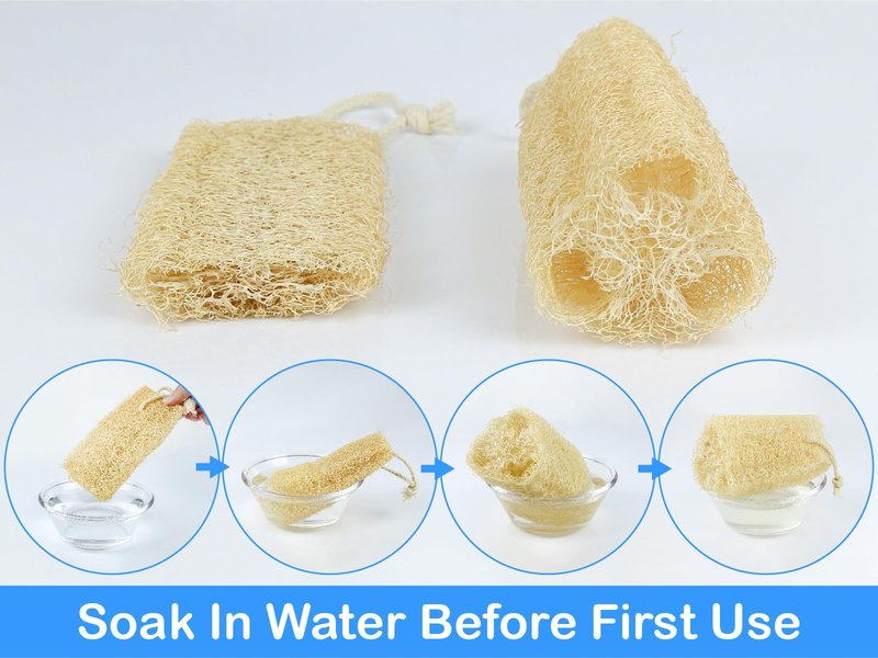 Organic Natural Loofah Sponge for Cleaning and Showering, Plant Fiber Body Bath Scrubber, 100% Plastic Free, Compostable, Set of 4