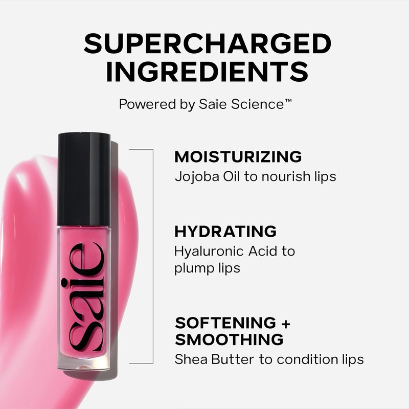 Saie Glossybounce - Hydrating Lip Gloss and Tinted Lip Oil Hybrid with Hyaluronic Acid & Jojoba Oil for Non-Sticky, Ultra-Shiny, Plump & Soft Lips - Everyday Makeup Essential - Remix (.17 oz)