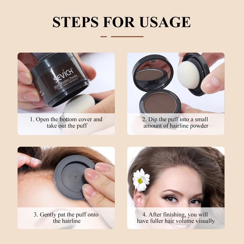 Sevich Hairline Powder,Instantly Conceals Hair Loss, Root Touch up Powder, Hair Shadow Toppers for Women & Men, Touch Up for Thinning Gray Hair, Windproof & Sweatproof,Medium brown