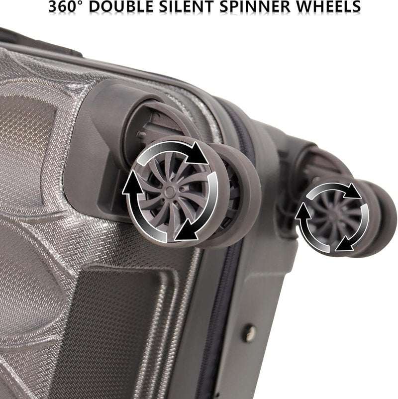 Lightweight 3-Piece Hard Shell Luggage Set - Durable ABS+PC Spinner Suitcases | Pale Gray (Small, Medium & Large)