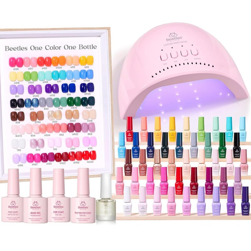 Beetles Gel Nail Polish Kit - 45 Colors UV Gel Set with Top & Base Coats | Perfect Salon Manicure Gifts for Women