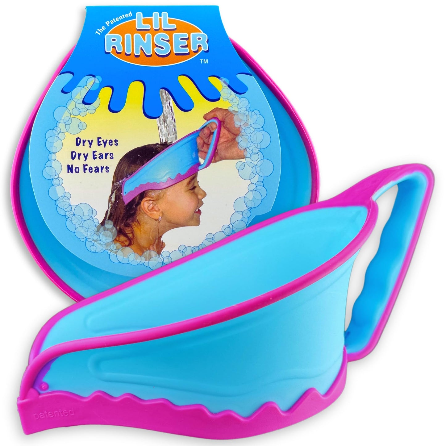 LIL RINSER Shampoo Visor by Splash Guard, Comfort Seal Baby Bath Shampoo Shower Cap, Gentle Rinse and Shield Bath Hat for Toddlers and Babies, Protects Eyes, Ears, and Face