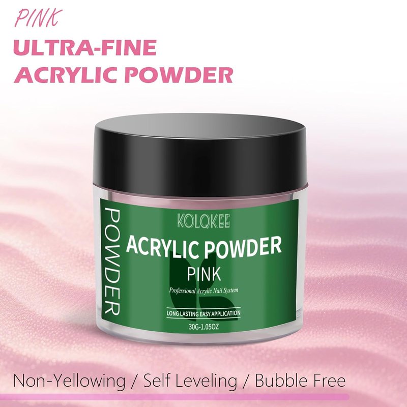 Acrylic Nail Kit - Salon Quality Pink Acrylic Powder & Liquid Set | Kolinsky Nail Brush for DIY Home Manicure