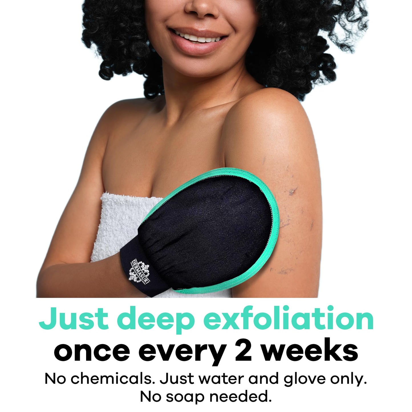 Dermasuri - Deep Exfoliating Glove - Korean Exfoliating Mitt & Body Scrubber - Keratosis Pilaris Treatment Scrub - Self Tanner Mitt & Ingrown Hair Exfoliator - Shower Gloves for Women & Men - Teal