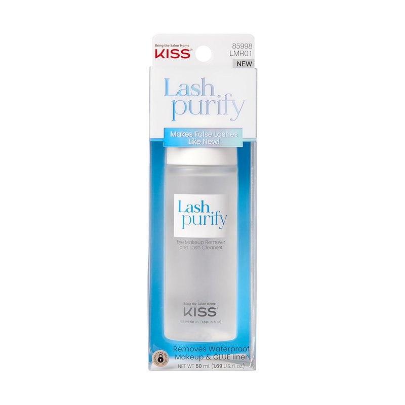KISS Lash Purify Eye Makeup Remover - Gentle 3-in-1 Formula for Lash Glue & Waterproof Makeup, 50 ml