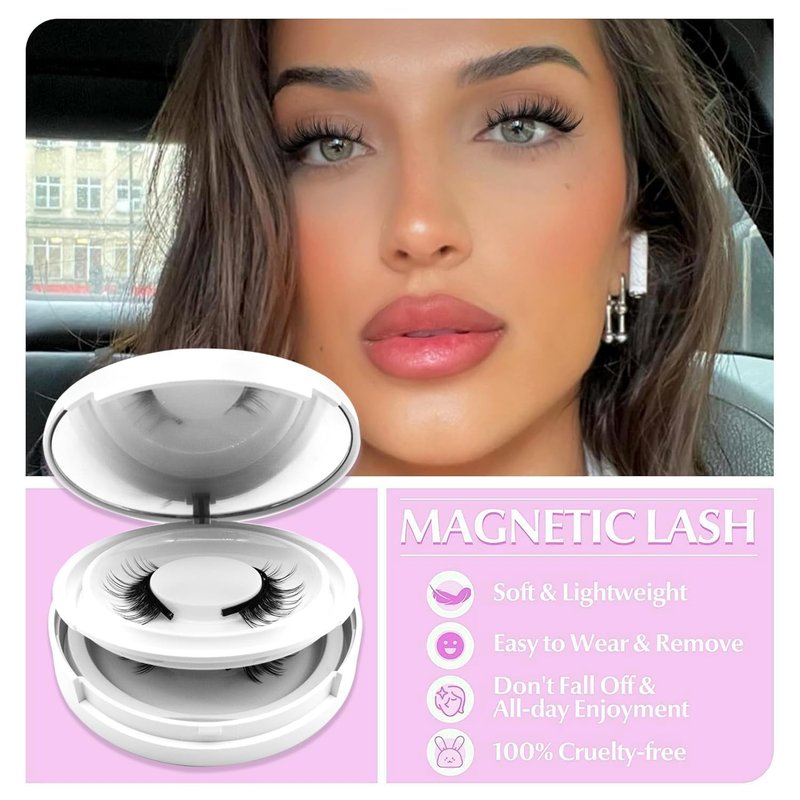 Magnetic Eyelashes Kit - Natural Look Reusable Wispy Lashes | Easy Application & Removal (Camellia + Iris)