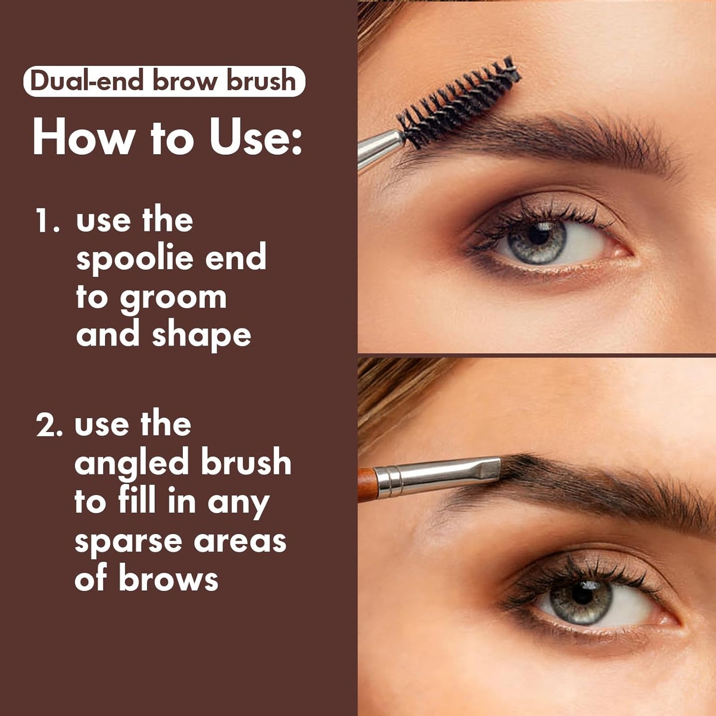 Stainless Steel Eyebrow Trimmer Scissors - Dual-Ended Angled & Spoolie Brush Included | Perfect for Precision Grooming