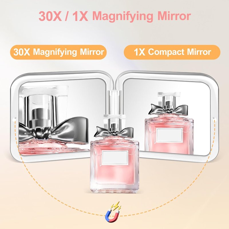 MIYADIVA Compact Mirror - 30X Magnifying Travel Makeup Mirror with Precision Tweezers | Perfect Gift for Girls