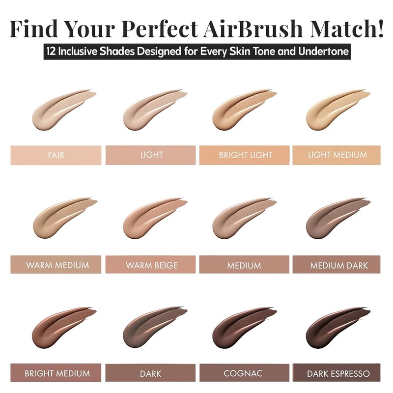 MagicMinerals AirBrush Foundation - 2-Piece Set with Kabuki Brush | Anti-Aging Spray Makeup for Radiant Skin - Fair