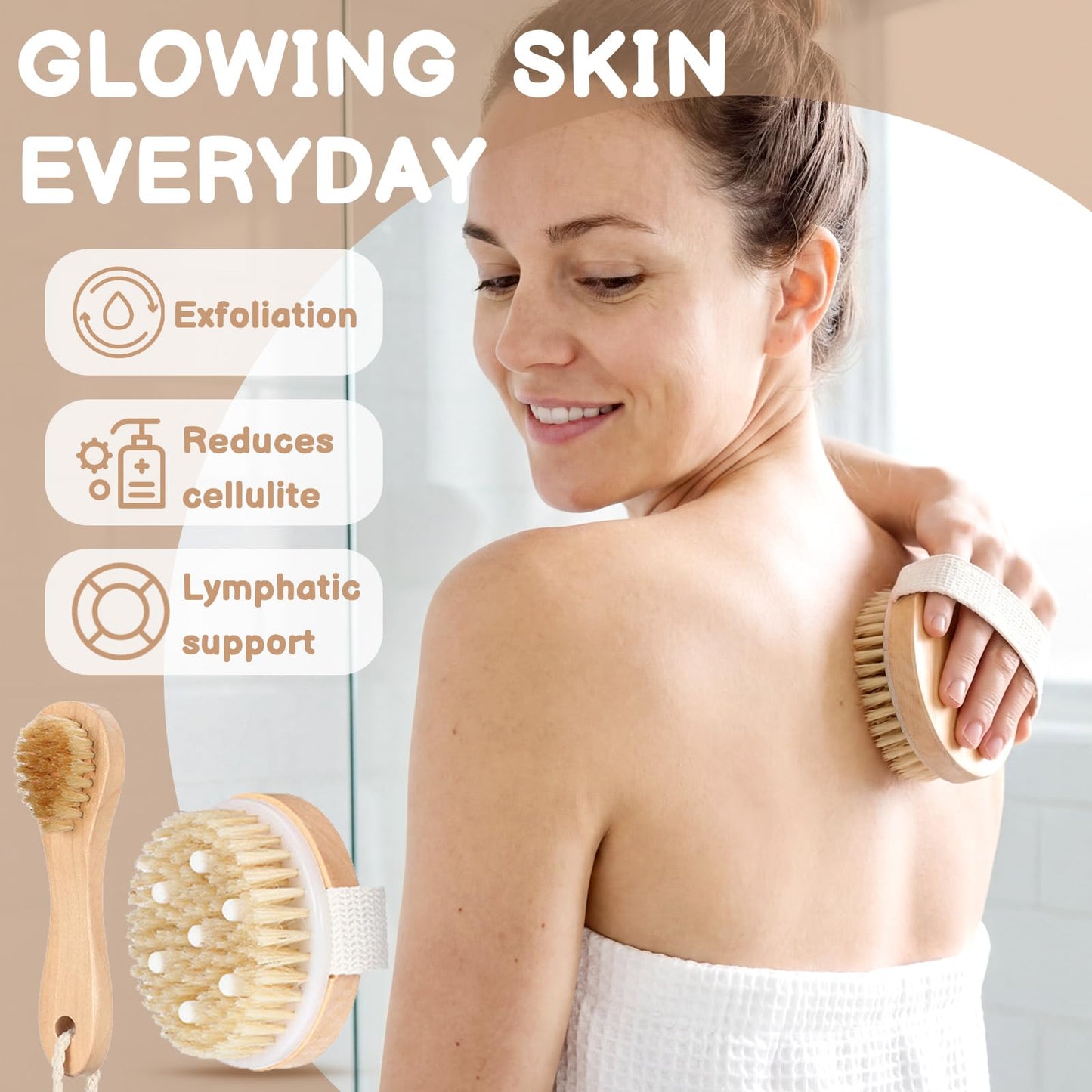 Geelin 8 Pcs Natural Loofah Exfoliating Body Scrubber Set Natural Sisal & Loofah Sponges Wooden Brushes for Dry Brushing Shower Scrubbing, Luffa Sponge to Clean Your Body and Back Deeply