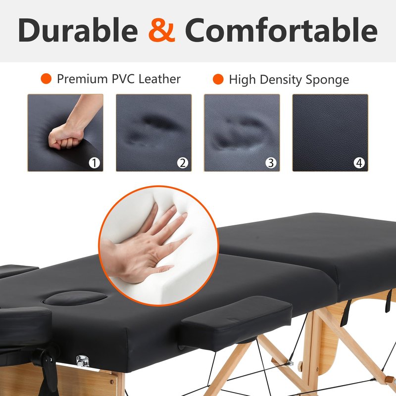 PayLessHere Massage Bed Portable Massage Table 24 inch Wide Lash Bed 2 Folding Height Adjustable Spa Table with Non-Woven Bag for Spa Footmassage Facial CareSpa Tattoo