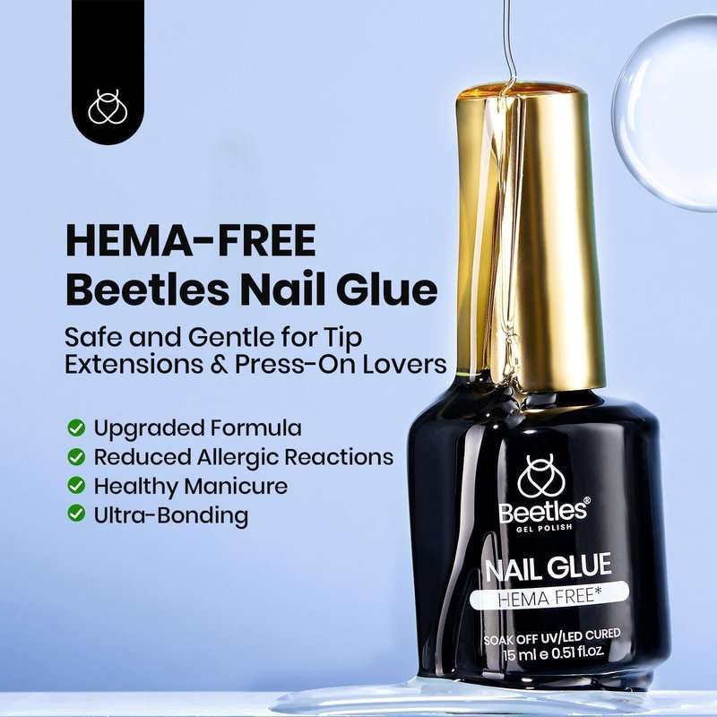 Beetles 15ml HEMA-Free Nail Glue Gel - TPO Free Super Strong Extension Glue for Nail Tips Clear Acrylic Nails, Clear Press On Nails, Gentle, Large Capacity, Salon Art DIY Home Need U V Light Cured