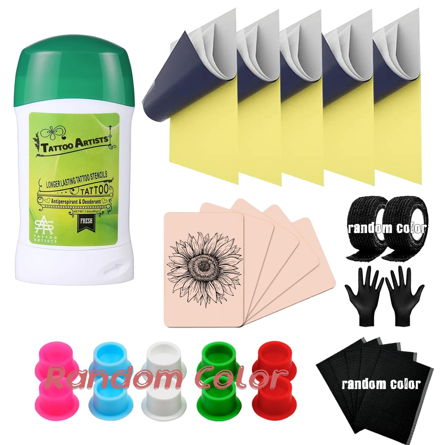 Tattoo Skin Practice Kit 29Pcs Tattoo Starter Kit for Beginners 5.9x7.9in 5Pcs Tattoo Skin A4 5Pcs Tattoo Transfer Paper 1Pcs Tattoo Stencil Gel 10Pcs Tattoo Ink Cap Tattoo Kit