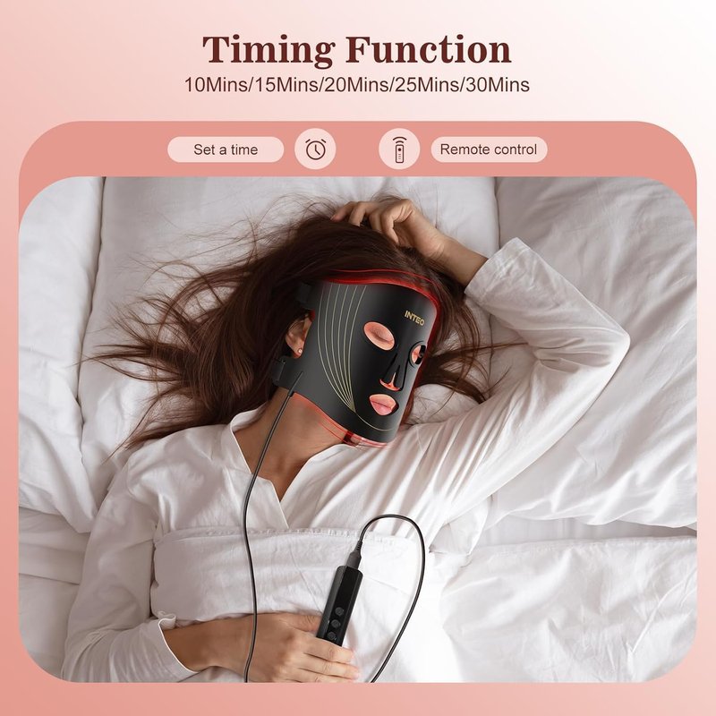 Red Light Therapy Mask - 3 Modes Portable LED Face Mask with Remote | Near-Infrared 850nm, 180 LED Beads