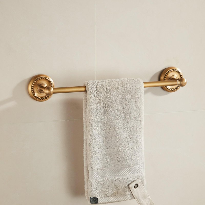 Antique Brass Bathroom Accessories Setret ractable Wall-Mounted Towel Rack & Towel Ring & Toilet Paper Holder & Robe Hook, 4-Piece Vintage Bath Hardware Fixture Set