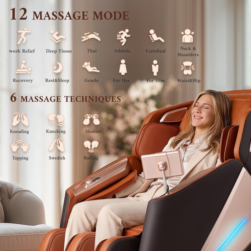 4D Massage Chair, Full Body Massage Chair, Zero Gravity Recliner w/ Intelligent Voice Control, 53.14" SL Track, Electric Calfrest Extension, 12 Auto Modes, USB Type-C, Bluetooth Speaker, TFT Screen