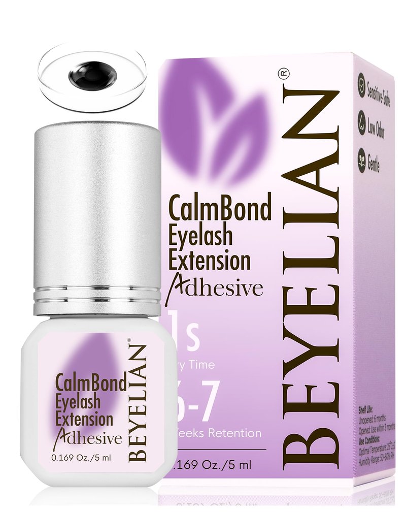 BEYELIAN Sensitive Eyelash Extension Glue 0.17fl.oz/5ml / 1Sec Drying Time/Retention – 6-7 Weeks/Black Adhesive/Professional Hypoallergenic Formaldehyde-Free Lash Extension Glue Supplies