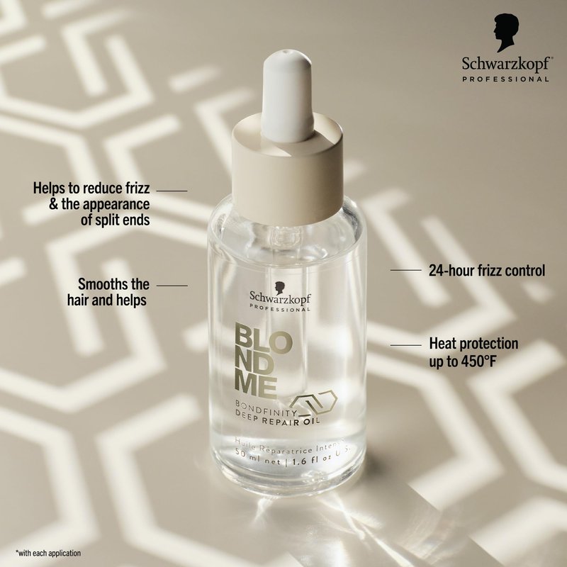 BlondMe Bondfinity Deep Repair Oil for Blonde Hair, 1.6 Fl Oz | Reduces Frizz | Heat Protection | Prevents Breakage |For Blonde, Lightened, & Grey Hair