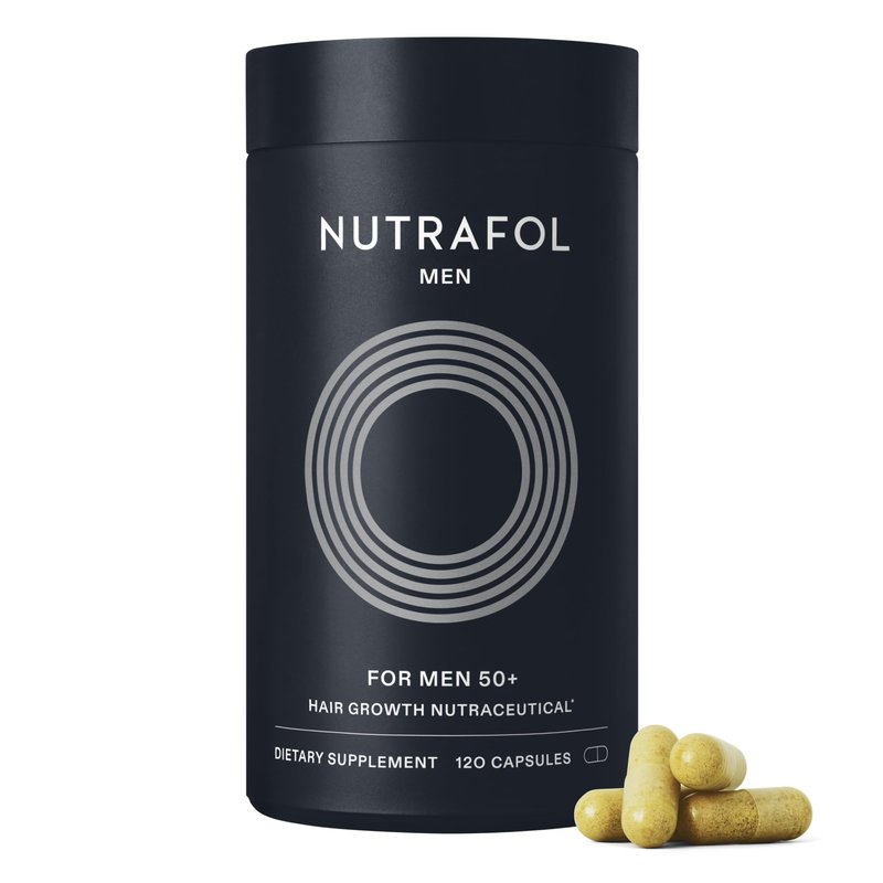 Nutrafol Men 50+ Hair Growth Supplements, Clinically Tested for Visibly Thicker Hair and Scalp Coverage, #1 Dermatologist-Recommended Hair Growth Supplement Brand - 1 Month Supply