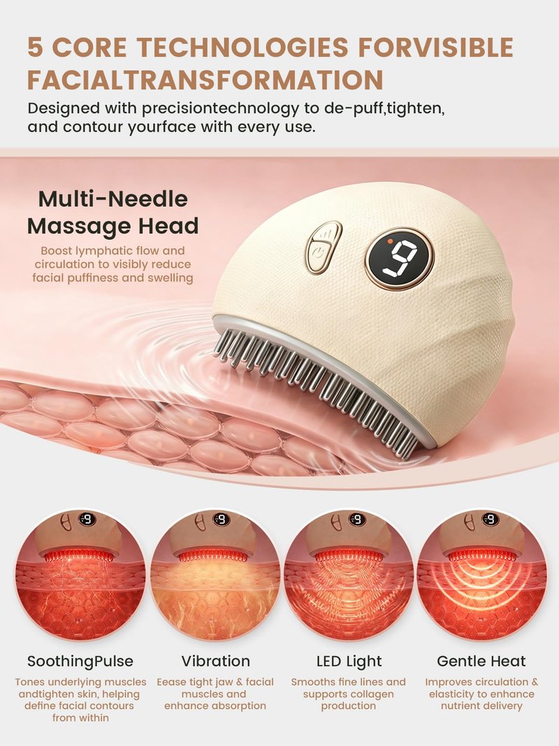 ENKUSU Lymphatic Contour Face Brush – Face Massager for Lymphatic Drainage, Double Chin Reducer, and Facial Sculpting – Gentle Vibrating Lymphatic Drainage Tool for Jawline & Puffiness - White