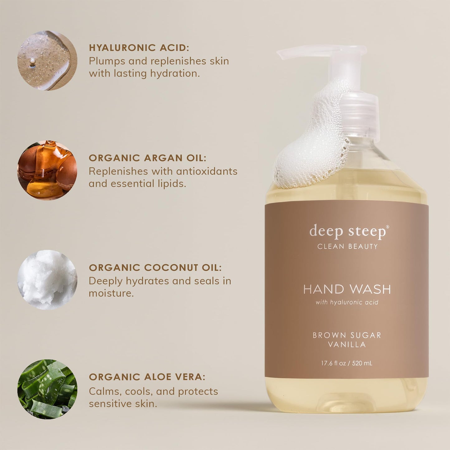 Deep Steep Liquid Hand Wash, Lilac Blossom, 17.6 oz – Moisturizing Cleanser with Olive Oil, Aloe Vera, Glycerin & Hyaluronic Acid – Vegan, Clean Beauty, Soft & Nourished Hands