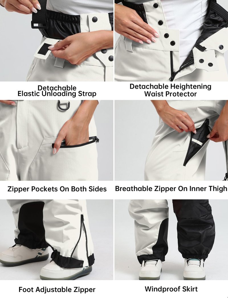 GSOU SNOW Womens Baggy Snowboard Pants Ski Bibs Snow Loose Overalls Waterproof Windproof Insulated Warm