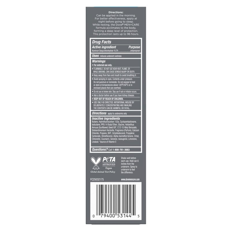 Dove Men+Care Anti-Perspirant Spray Ocean Breeze Maximum Protection Deodorant for men 96-Hour Comfort 3.8 oz