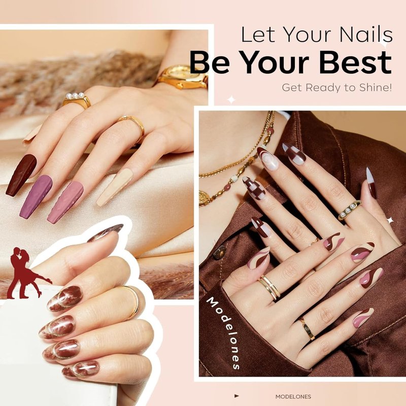 Modelones Gel Nail Polish Set - 6 Colors Nude & Brown Gel Polish Kit | Soak Off LED Starter Manicure