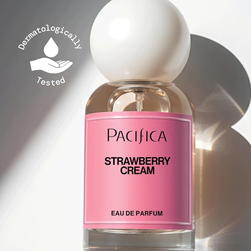 Pacifica Strawberry Cream Perfume for Women – Fruity Floral Eau de Parfum Spray with Strawberry, Vanilla, Jasmine & Sandalwood Notes, Long Lasting, Clean Beauty, 1 fl oz