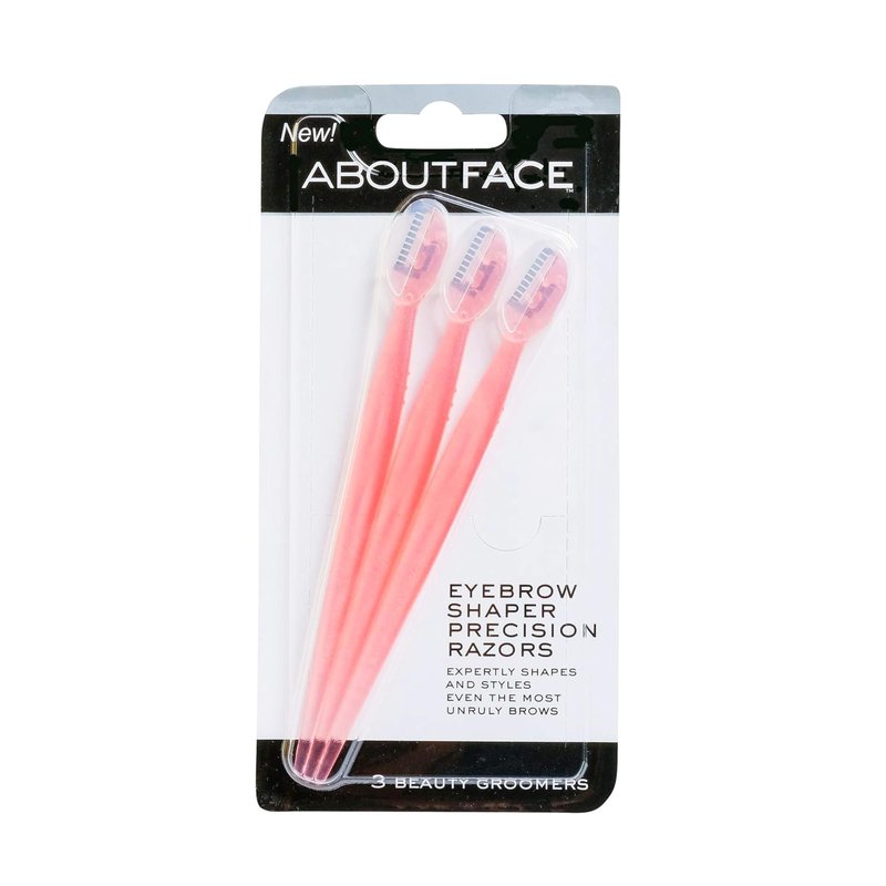 About Face Facial Razor & Eyebrow Shaper (3 Ct) - Removes Peach Fuzz on Cheeks, Chin, or Forehead & Delicately Shapes Eyebrows