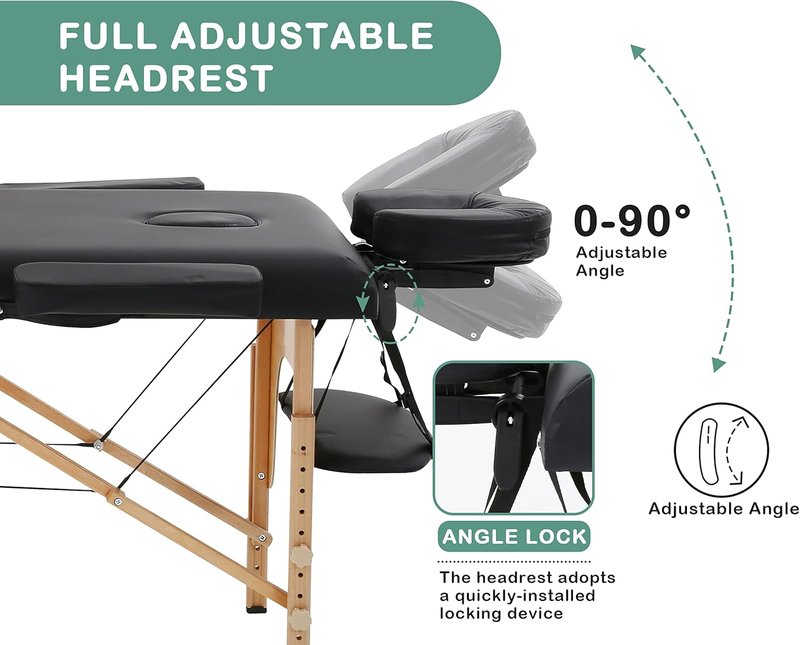 Portable Massage Table - 24-Inch Wide Height Adjustable Spa Bed | 73-Inch Tattoo & Lash Bed with Carry Case & Face Cradle
