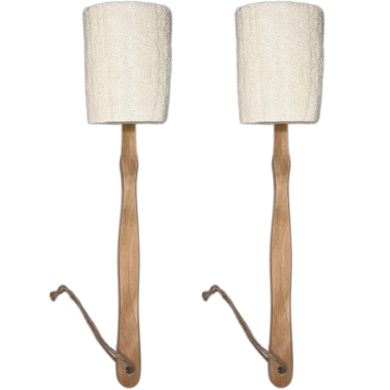 Natural Loofah Scrub. Back Loofah Sponge .Long Handle Shower Bath Brush On a Stick Body Scrub Brush Scrubber Exfoliating Body Sponge（2 Pack）