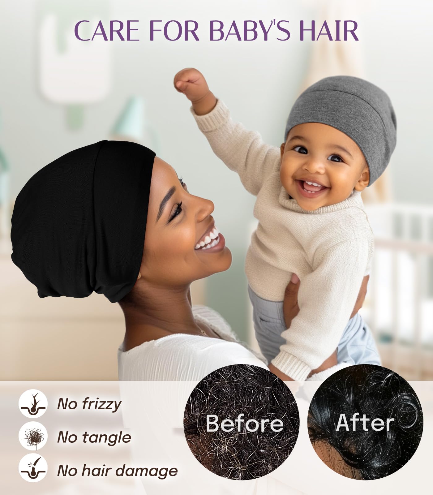OLESILK Silk Baby Bonnet for 0-6 Months - 100% Mulberry Silk Toddler Hair Bonnet, Adjustable Night Cap for Sleeping Light Grey