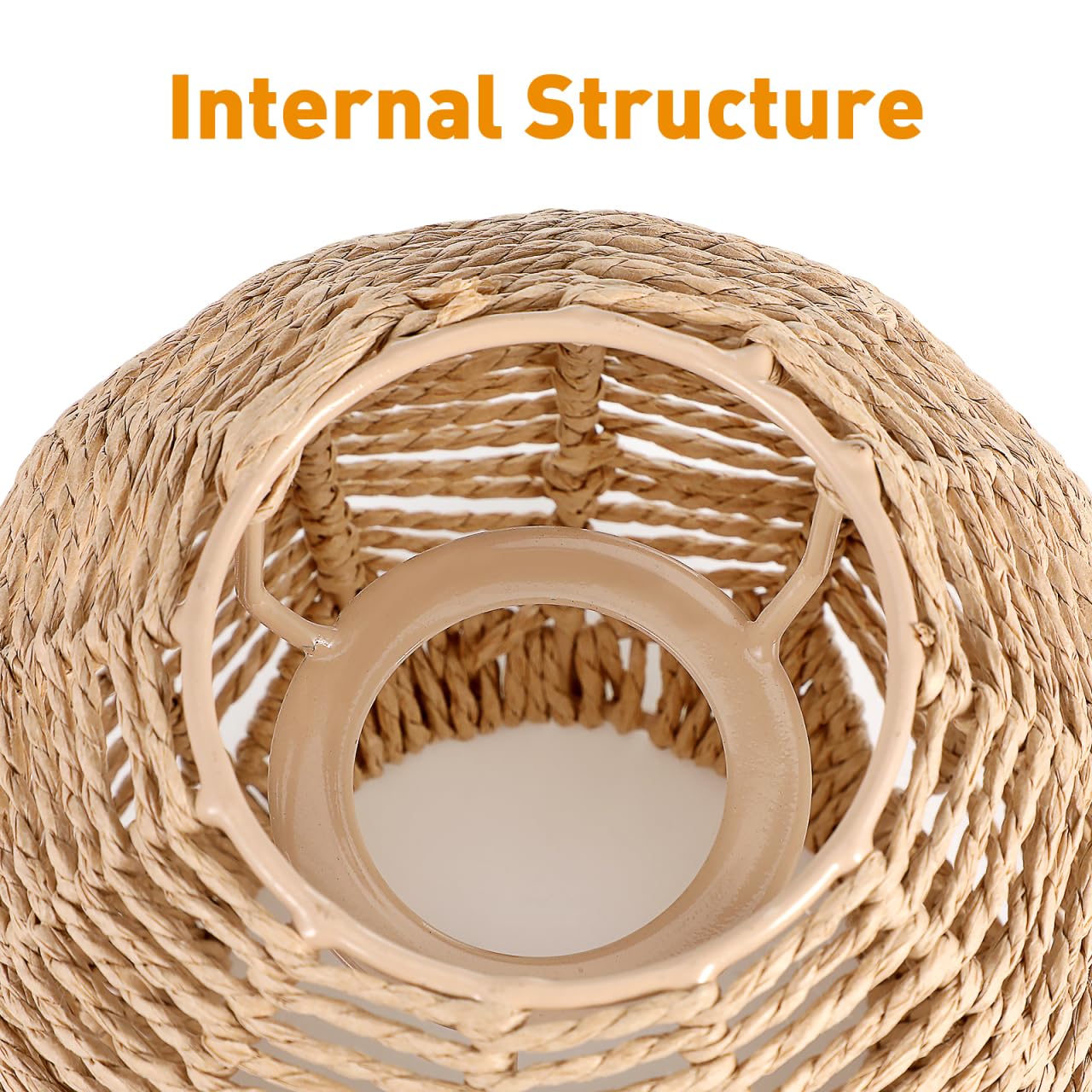 TOVINANNA Handmade Rattan Pendant Lamp Shade Woven Chandelier Cover Small Lampshade for Living Room Bedroom Retro Home Lighting 5.90X5.90X5.51In