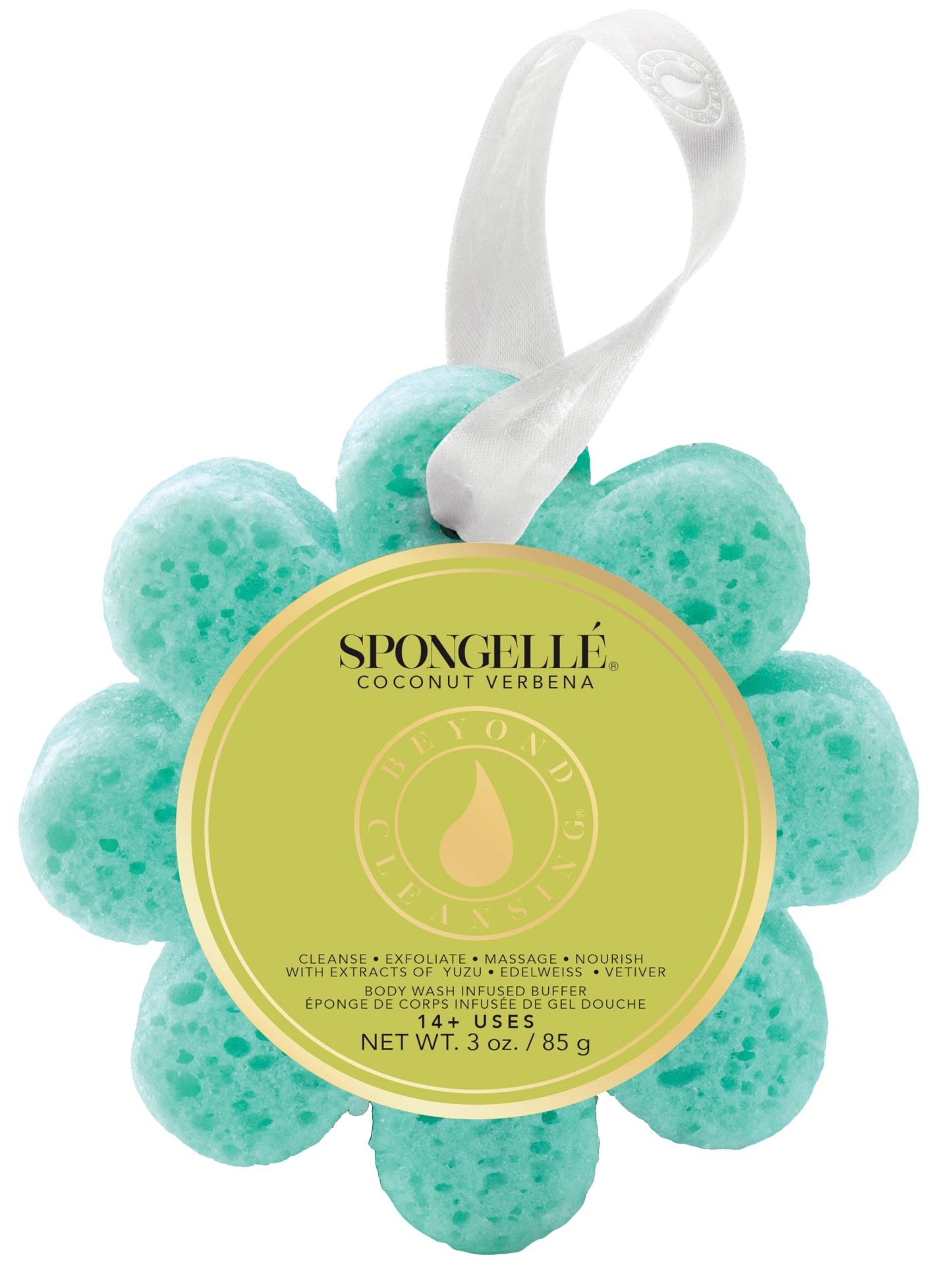 Spongellé Coconut Verbena Wild Flower Bath Sponge | Built-in Body Wash & Body Scrubber, Shower Loofah Sponge for Women | 14+ uses