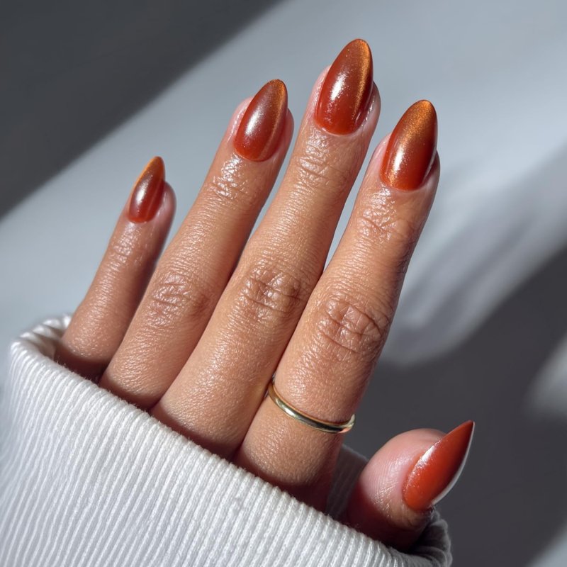 Glamnetic Press On Nails - Brown Short Almond Fake Nails with a Velvet Finish | Salon Quality | Summer Nails | Sicilian Sun |15 Sizes - 30 Nail Kit with Glue