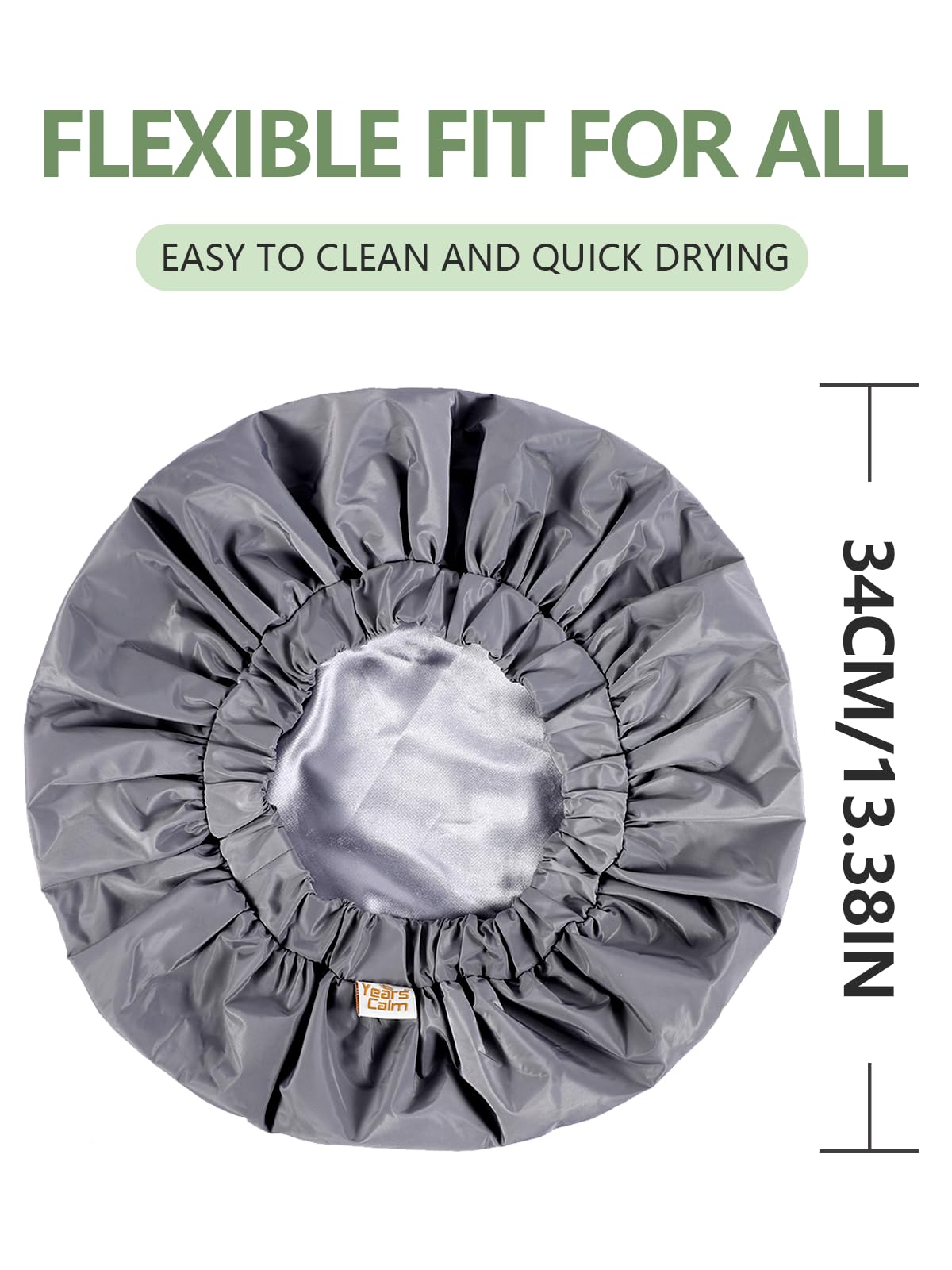Years calm Reusable Waterproof Shower Caps for Women, Hair Caps for Showers, Double-Layer Elastic Design, for All Hairstyles, Travel-Friendly (grey)