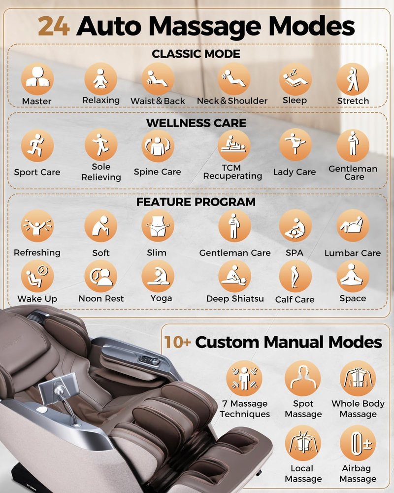 Skiennix 2026 4D Massage Chair - Full Body Shiatsu Recliner with AI Control & Heat System | Brown
