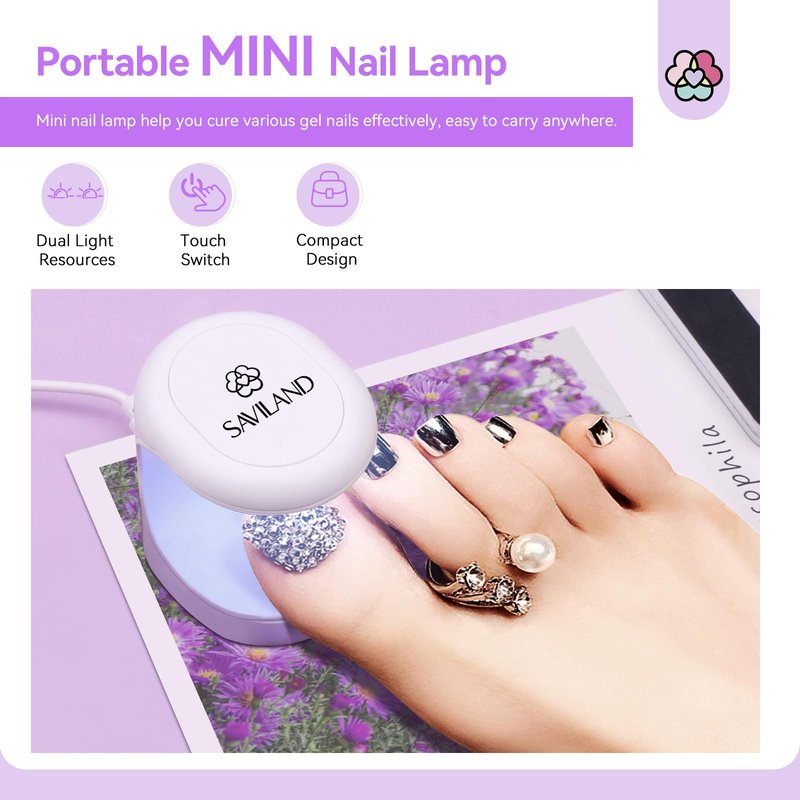 SAVILAND Toe Nail Tips and Glue Gel Kit - Gel Nail X Kit for Toes Poly Press On Toes Nails Kit with Nail Drill 500 Pcs Fake Toenails Tips with Nail Glue Acrylic Nail Kit Nail Lamp Salon At Home Gift