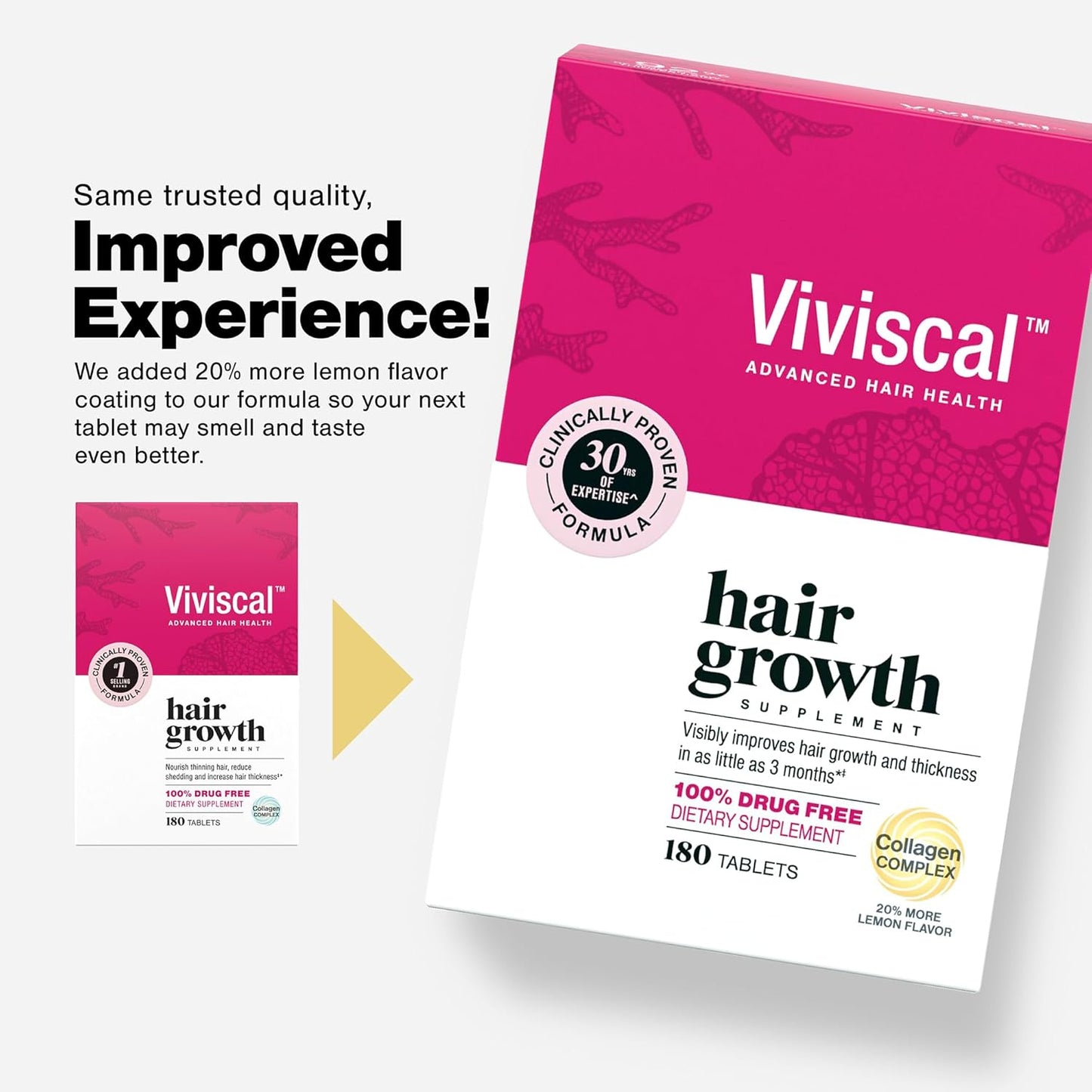 Viviscal Hair Growth Supplements for Women - Thicker, Fuller Hair Support with Biotin & Marine Collagen | 180 Tablets, 90-Day Supply