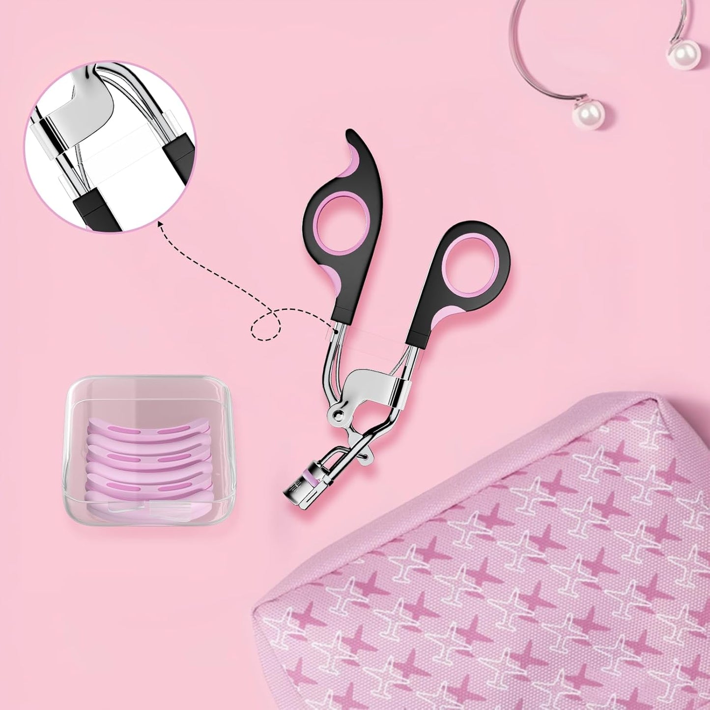 Whalrace Eyelash Curler - Superior Curling Effect with 6 Extra Replacement Strips | Easy Grip Design