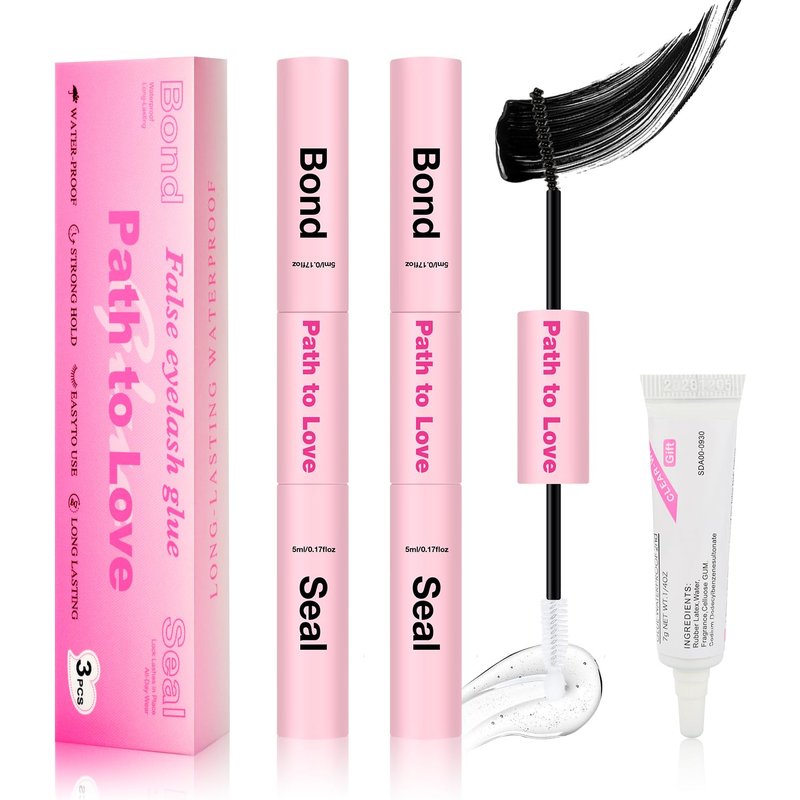 Skiennix Lash Cluster Glue Set - 150H Strong Hold Waterproof Adhesive | 2x5ml + 1x0.24oz for DIY Lashes