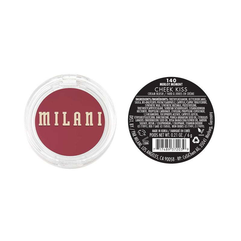Milani Blush - Cheek Kiss Cream Blush & Lip Tint | Buildable Gel Formula, Dewy Merlot Moment