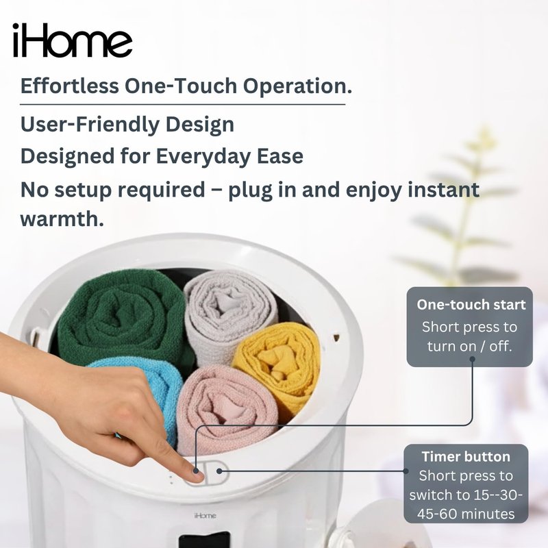 iHome Luxury 20L Towel Warmer - Large Hot Towel Heater with Fragrance Pad Holder | Ideal for Spa & Blankets