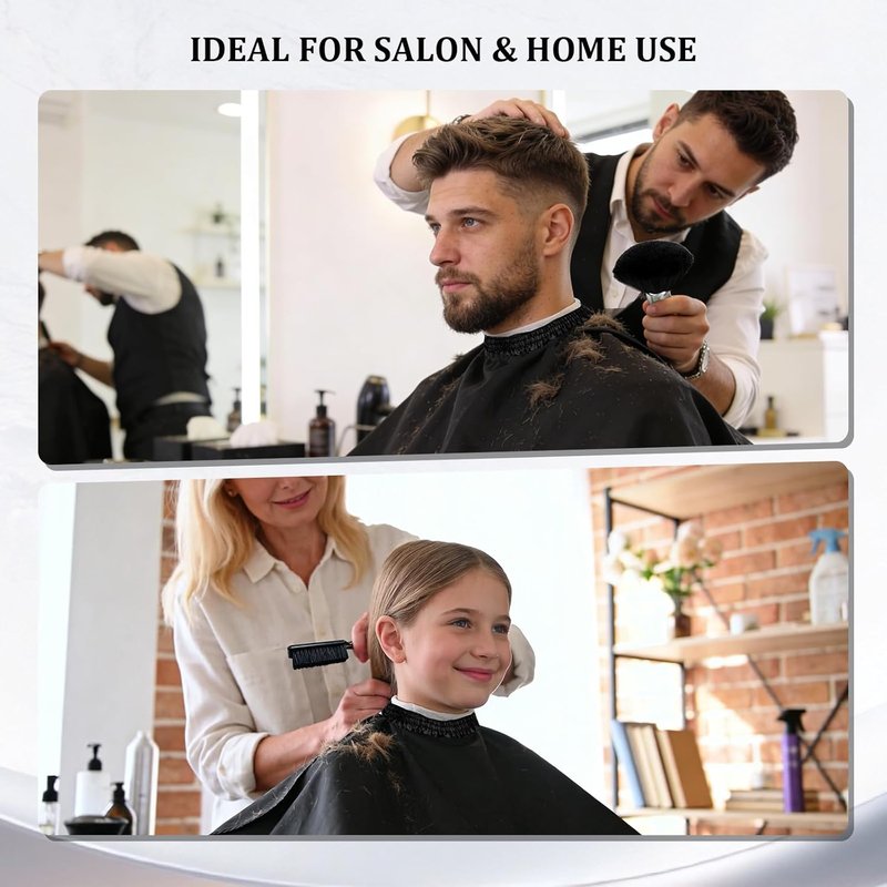Barber Cape - Water-Resistant Hair Cutting Cape Set with Neck Duster & Brush | 63 x 47 in, Black