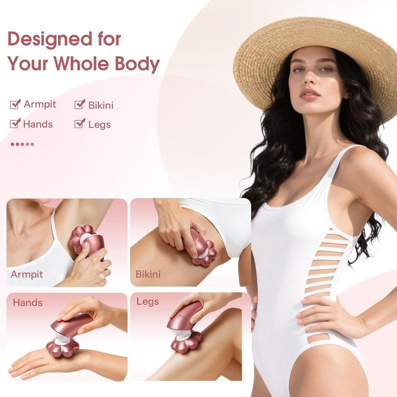Electric Razors for Women Legs: 5-in-1 Rechargeable Body Shaver, 7D Wet & Dry Body Trimmer, IPX7 Waterproof Lady Hair Remover for Face Underarms Pubic, Light Pink