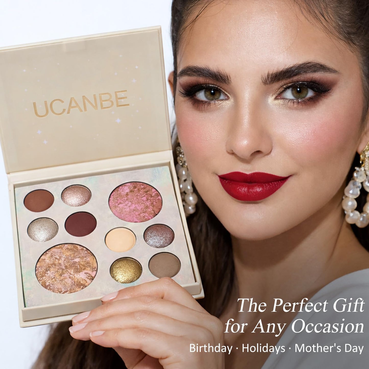 UCANBE All in One Baked Makeup Palette – Eyeshadow, Blush & Bronzer Face Kit, Full Face Makeup Gift Set for Women, Neutral Pigmented Colors
