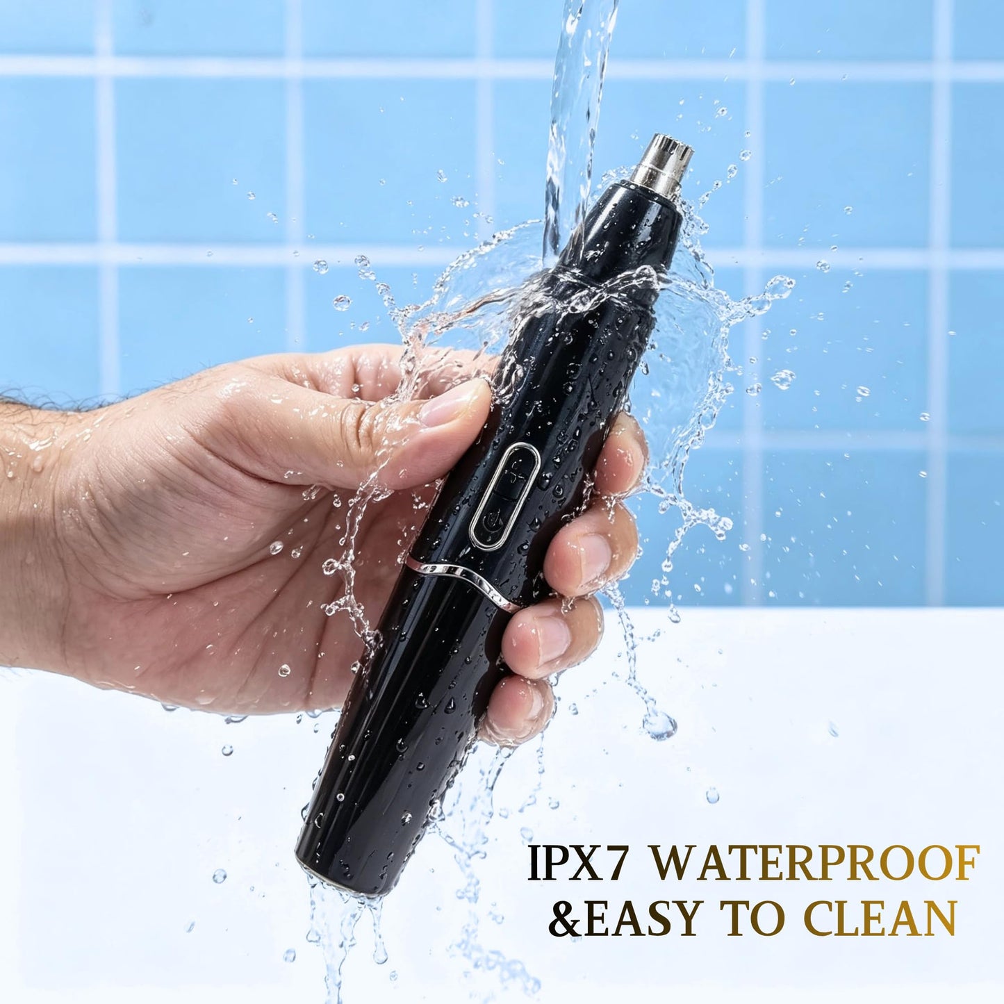 RFSCDI 5-in-1 Nose Hair Trimmer for Men, USB-C Rechargeable Painless Eyebrow & Facial Trimmer, IPX7 Waterproof Electric Grooming Kit, LED Display with 5 Blade Heads, Classic Black
