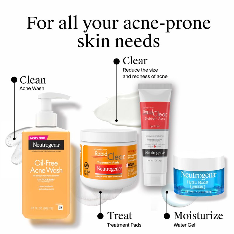 Neutrogena Rapid Clear Stubborn Acne Spot Treatment Gel, Maximum Strength 10% Benzoyl Per-oxide Treatment Medication for Acne Prone Skin, Pimple Cream Reduces Size & Redness, 1 oz