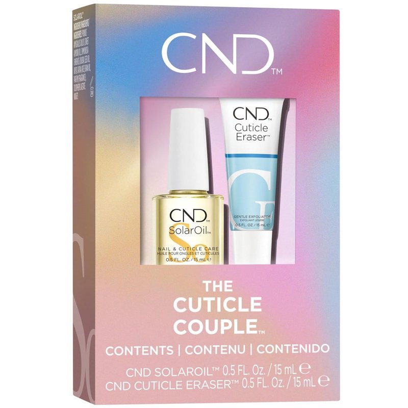 CND Cuticle Couple - SolarOil & Cuticle Eraser | Natural Blend Oils for Moisturizing & Gentle Exfoliation, 0.5 fl oz